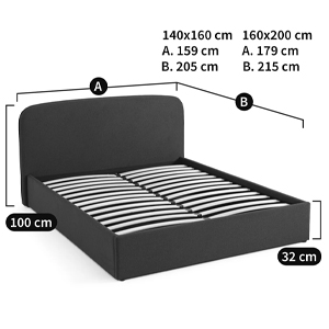 Двуспальная кровать с подъемным механизмом Mathise Bed Deep Blue в Рязани