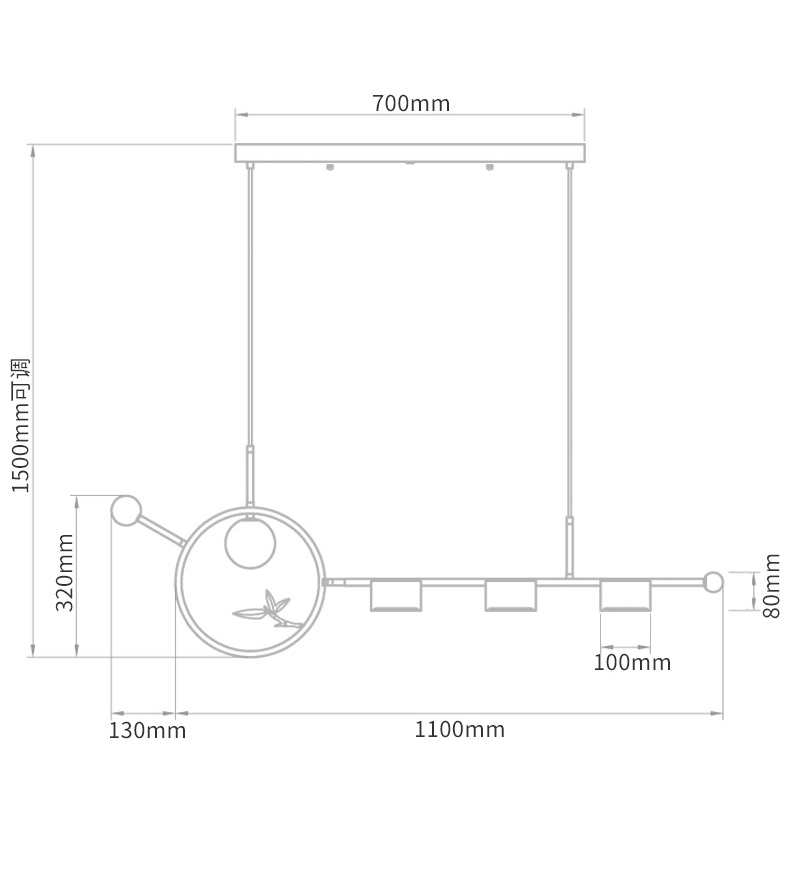 Линейный светильник Metal Wood Ring Leaf Linear Light Линейный светильник Metal Wood Ring Leaf Linear Light в Рязани