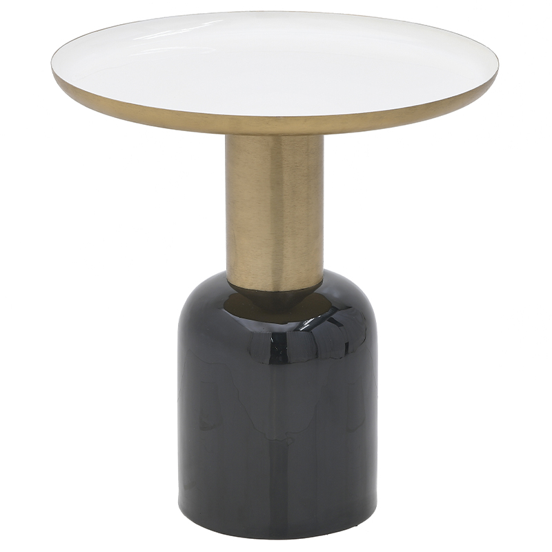 Круглый металлический приставной стол Calem Side Table White Черный Золотой Белый Круглый металлический приставной стол Calem Side Table White Черный Золотой Белый в Рязани | Loft Concept