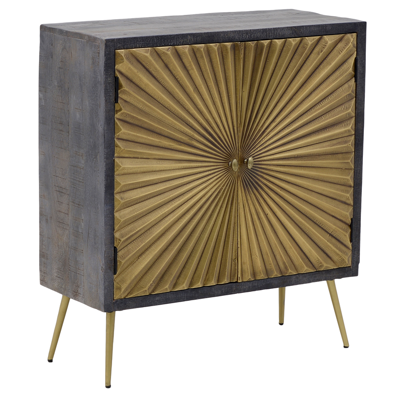 Комод с рельефным фасадом Loritz Sun Chest of Drawers Золотой Черный Комод с рельефным фасадом Loritz Sun Chest of Drawers Золотой Черный в Рязани | Loft Concept