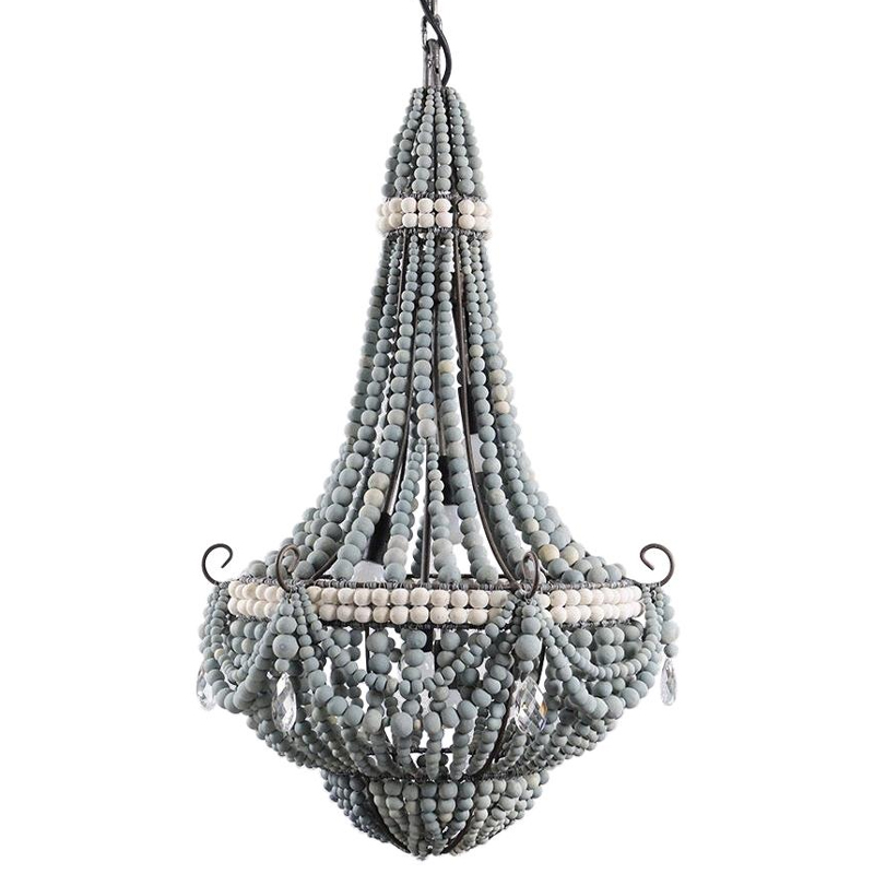 Люстра каплевидной формы украшенная серыми бусинами Wooden Beads Grey Chandelier Серый Белый Черный Люстра каплевидной формы украшенная серыми бусинами Wooden Beads Grey Chandelier Серый Белый Черный в Рязани | Loft Concept