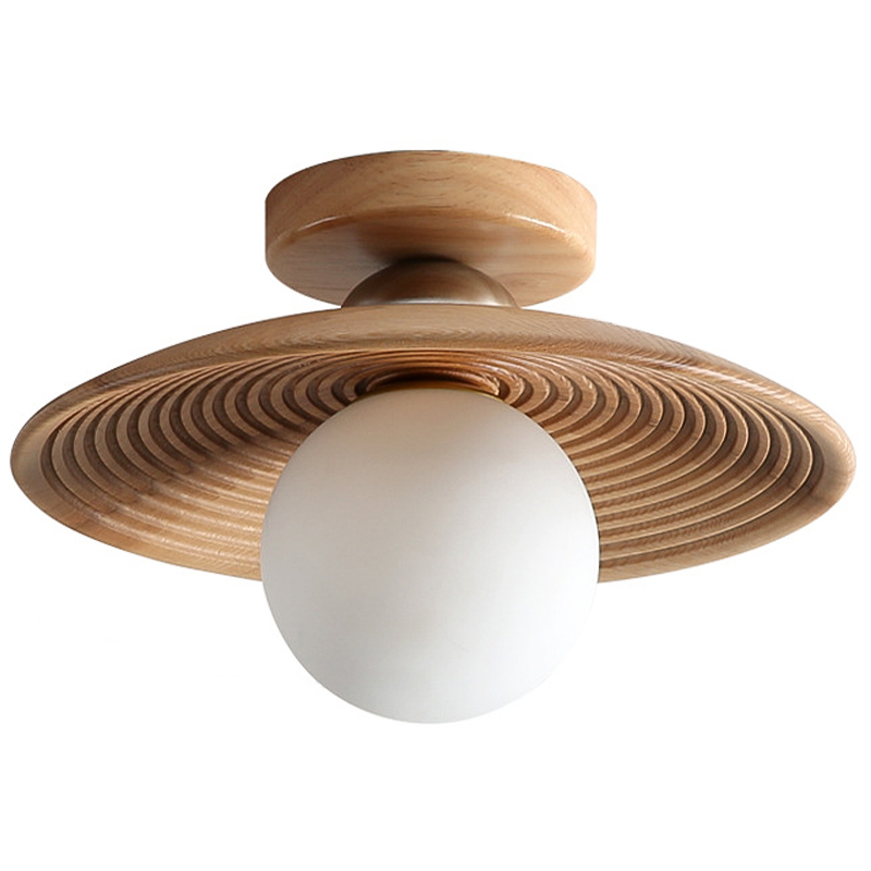 Потолочный светильник Ogata Wooden Light Коричневый Древесина Белое матовое стекло Потолочный светильник Ogata Wooden Light Коричневый Древесина Белое матовое стекло в Рязани | Loft Concept