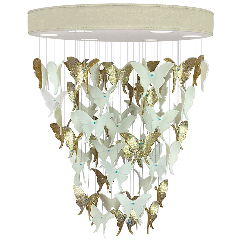 Люстра Золотые Бабочки Жемчужно-серая база Night Butterflies Chandelier Gold Бежево-серый Белый Золотой Люстра Золотые Бабочки Жемчужно-серая база Night Butterflies Chandelier Gold Бежево-серый Белый Золотой в Рязани | Loft Concept