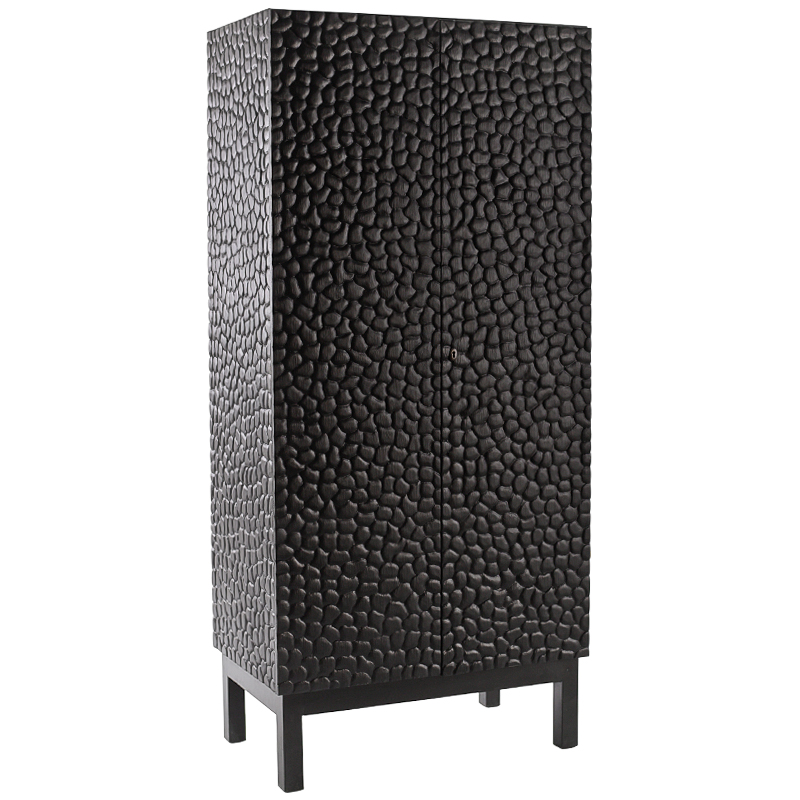 Шкаф Black Pebble Wood Carved Cabinet Черный Шкаф Black Pebble Wood Carved Cabinet Черный в Рязани | Loft Concept
