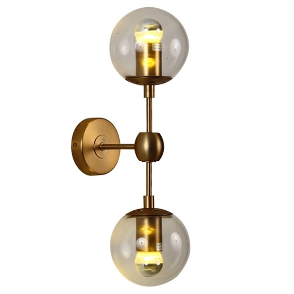 Бра Modo Sconce 2 Globes Gold Золотой Янтарь (Amber) Прозрачное Стекло в Рязани | Loft Concept 