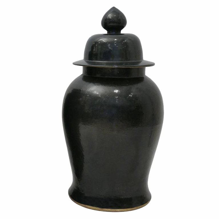 Ваза Black Ceramic Chinese Jars with Lids Черный Ваза Black Ceramic Chinese Jars with Lids Черный в Рязани | Loft Concept