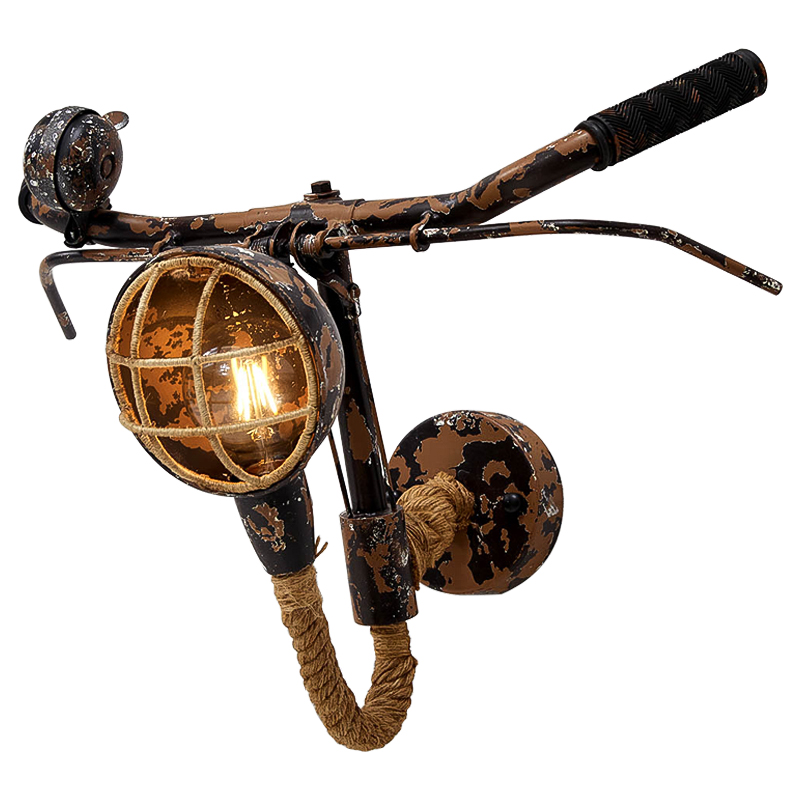 Бра Bicycle Handlebar Wall Lamp Коричневый Коричневый винтаж Бра Bicycle Handlebar Wall Lamp Коричневый Коричневый винтаж в Рязани | Loft Concept