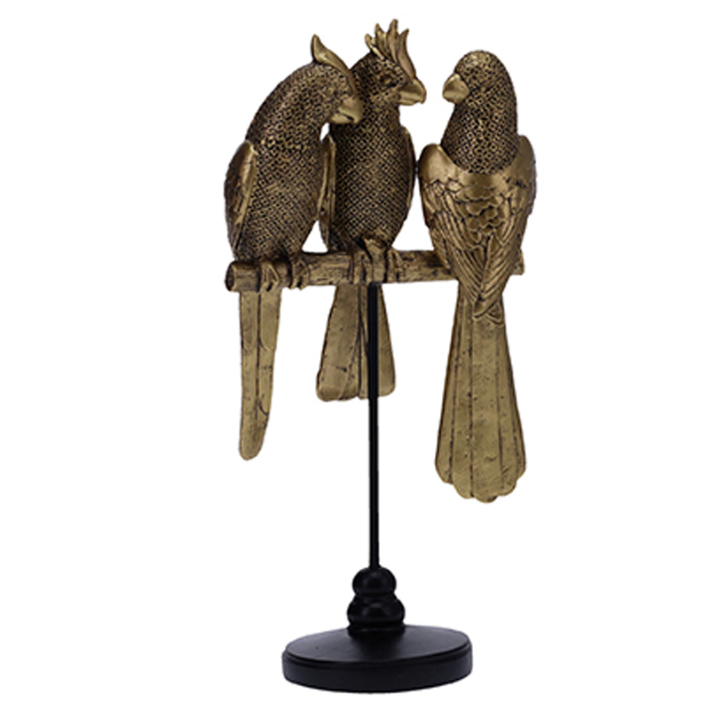 Статуэтка Three Golden Parrots Золотой Черный Статуэтка Three Golden Parrots Золотой Черный в Рязани | Loft Concept