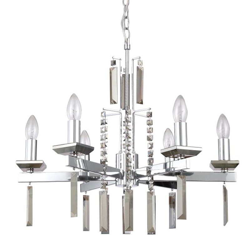 Люстра Vivien Crystal Chrome Chandelier 6 Хром Серый Люстра Vivien Crystal Chrome Chandelier 6 Хром Серый в Рязани | Loft Concept