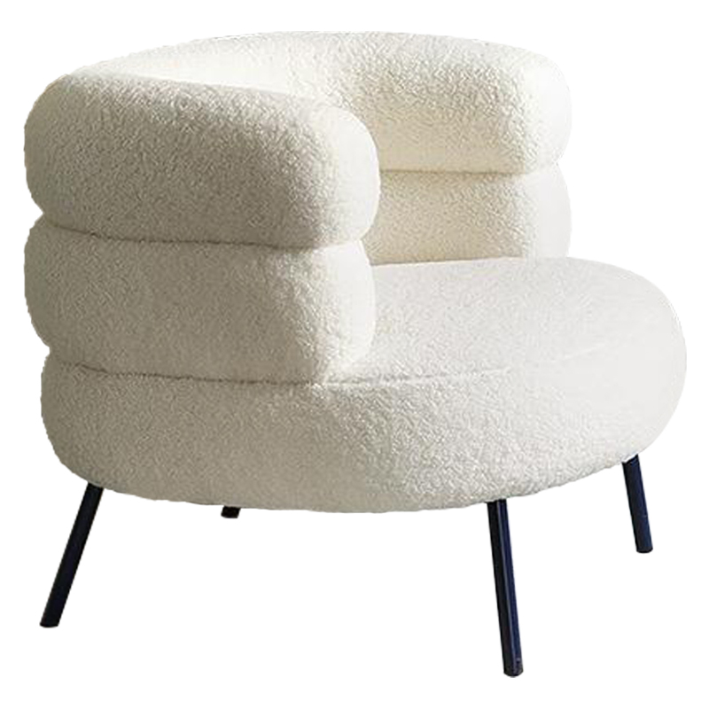 Кресло Boyle White Boucle Armchair Белый Черный Кресло Boyle White Boucle Armchair Белый Черный в Рязани | Loft Concept