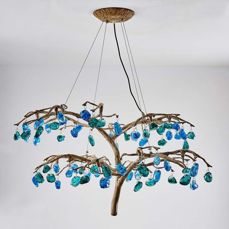 Люстра Precious Tree Chandelier Винтажное Светлое Золото Синий Бирюзовый Люстра Precious Tree Chandelier Винтажное Светлое Золото Синий Бирюзовый в Рязани | Loft Concept