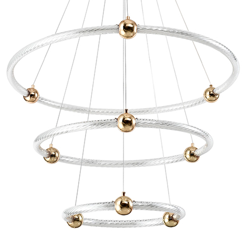 Люстра подвесная светодиодная c плафонами в виде колец Lighting Rings Gold Золотой Белый Люстра подвесная светодиодная c плафонами в виде колец Lighting Rings Gold Золотой Белый в Рязани | Loft Concept