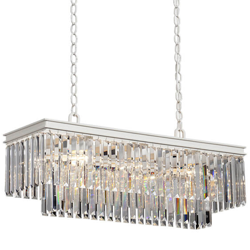 Люстра RH 1920s Odeon Clear Glass Rectangular Chandelier White iron Длина 80 Белый Прозрачное Стекло Люстра RH 1920s Odeon Clear Glass Rectangular Chandelier White iron Длина 80 Белый Прозрачное Стекло в Рязани | Loft Concept