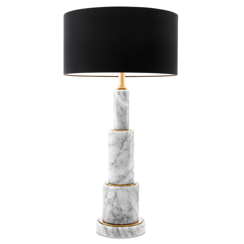Настольная лампа Eichholtz Table Lamp Dax Белый Мрамор Bianco Черный Глянцевое золото в Рязани | Loft Concept 