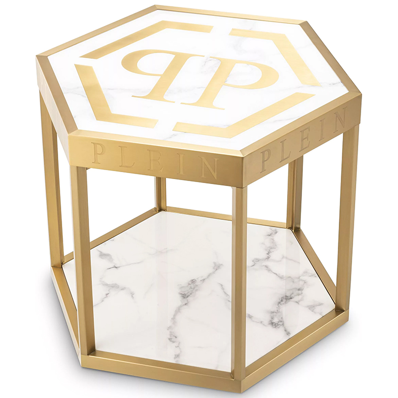 Приставной стол Philipp Plein Side Table Billionaire Золотой Белый Мрамор Bianco Приставной стол Philipp Plein Side Table Billionaire Золотой Белый Мрамор Bianco в Рязани | Loft Concept
