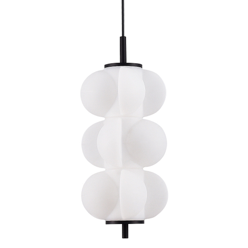 Светодиодный подвесной светильник геометрической формы с белым воздушным плафоном Glowing Cloud Белый Черный в Рязани | Loft Concept 