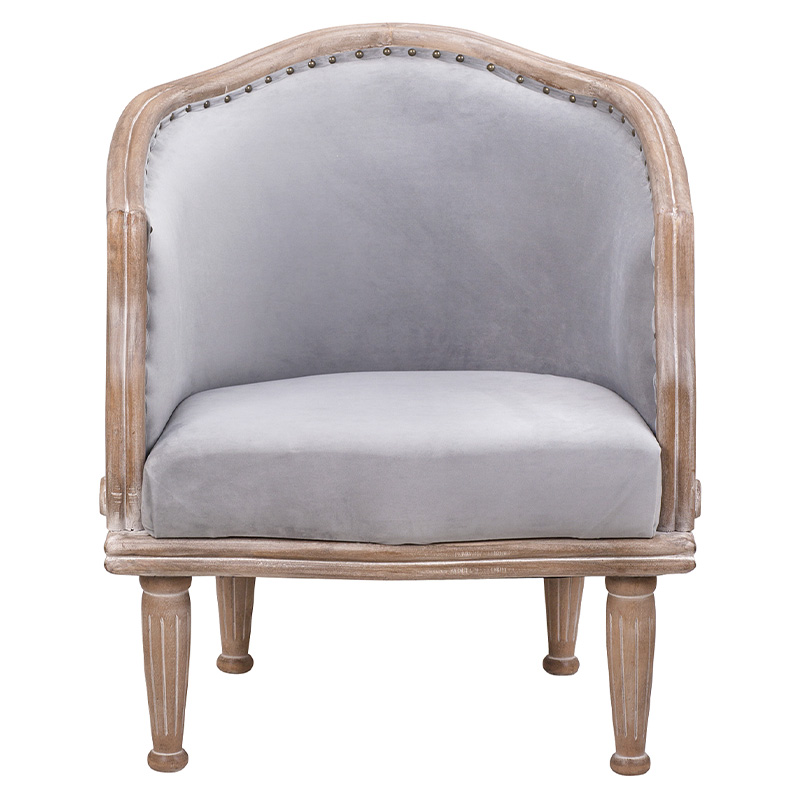 Кресло низкое с мягкой обивкой из велюра на 4-х деревянных ножках Emile Armchair grey Серый Коричневый Кресло низкое с мягкой обивкой из велюра на 4-х деревянных ножках Emile Armchair grey Серый Коричневый в Рязани | Loft Concept