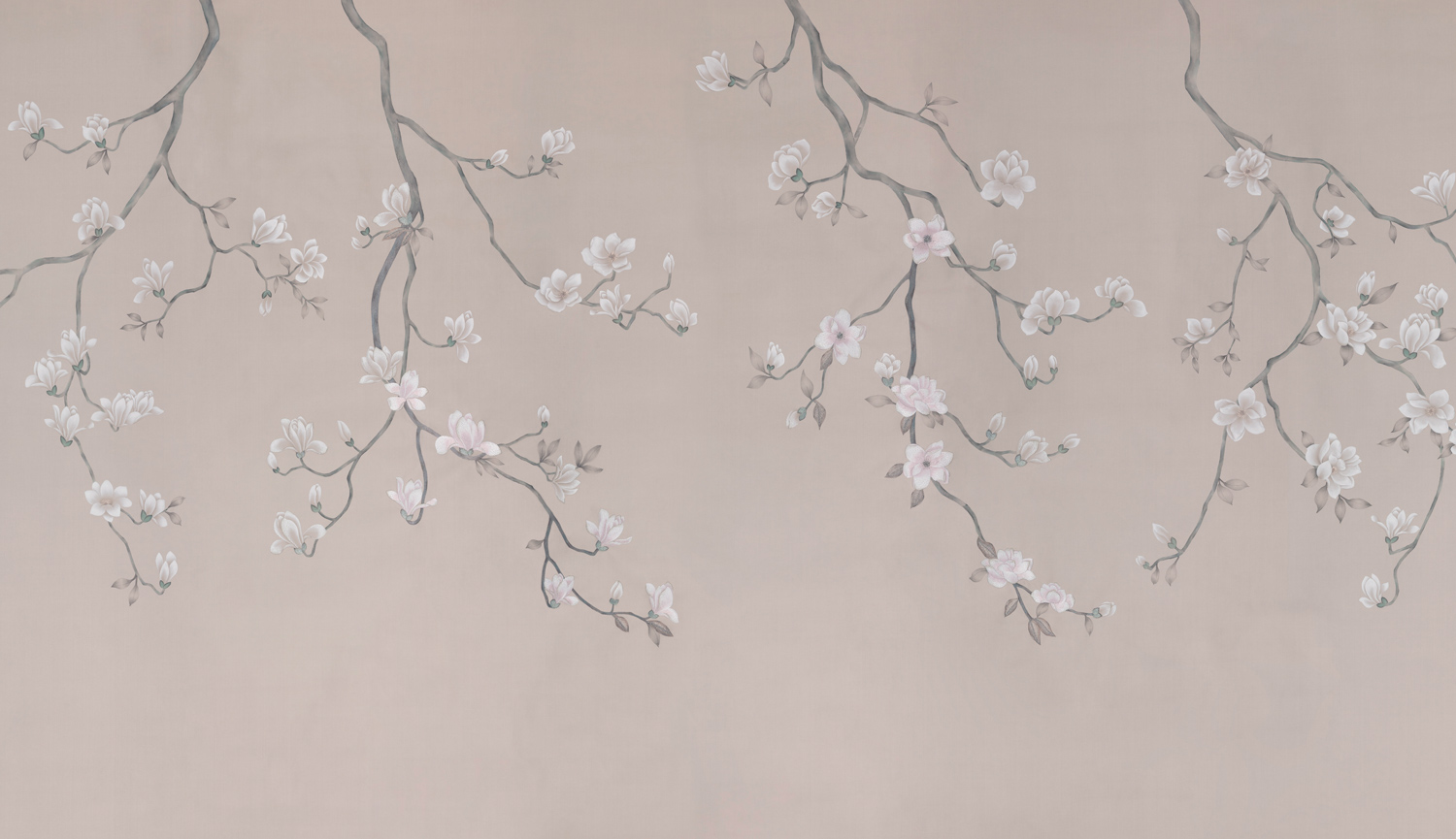 Обои Magnolia Canopy Original colourway on Almost Mauve dyed silk with embroidery - постер Loft-Concept в Рязани