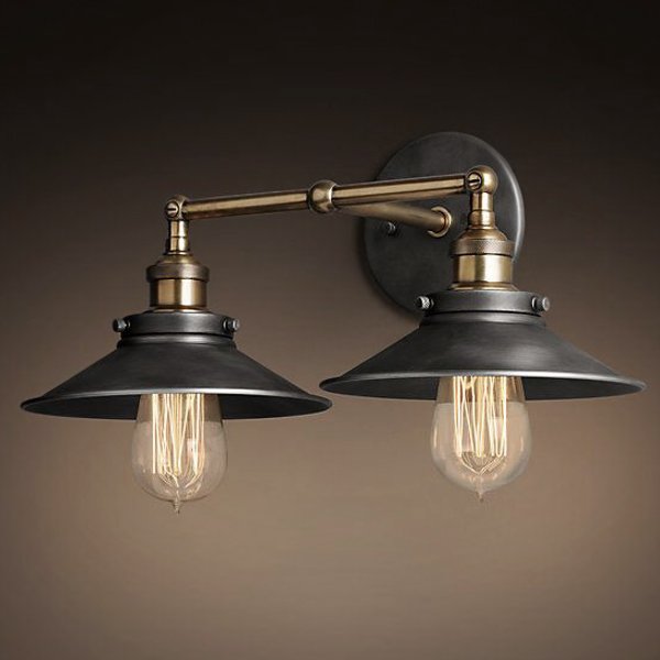 Бра Loft Cone 20th c.Factory filament Pendant Double Бронза Черный Бра Loft Cone 20th c.Factory filament Pendant Double Бронза Черный в Рязани | Loft Concept