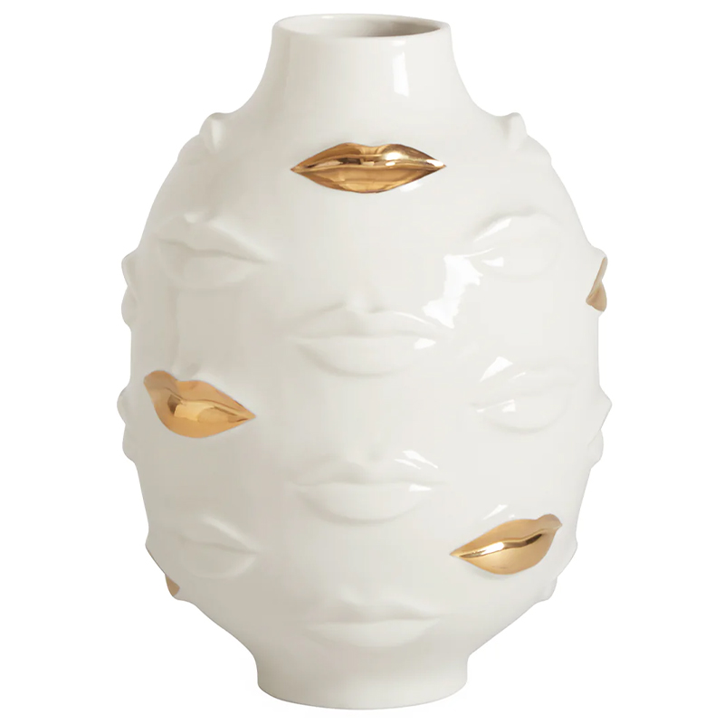 Ваза Jonathan Adler Gilded Gala Round Vase Глянцевое золото Белый Ваза Jonathan Adler Gilded Gala Round Vase Глянцевое золото Белый в Рязани | Loft Concept