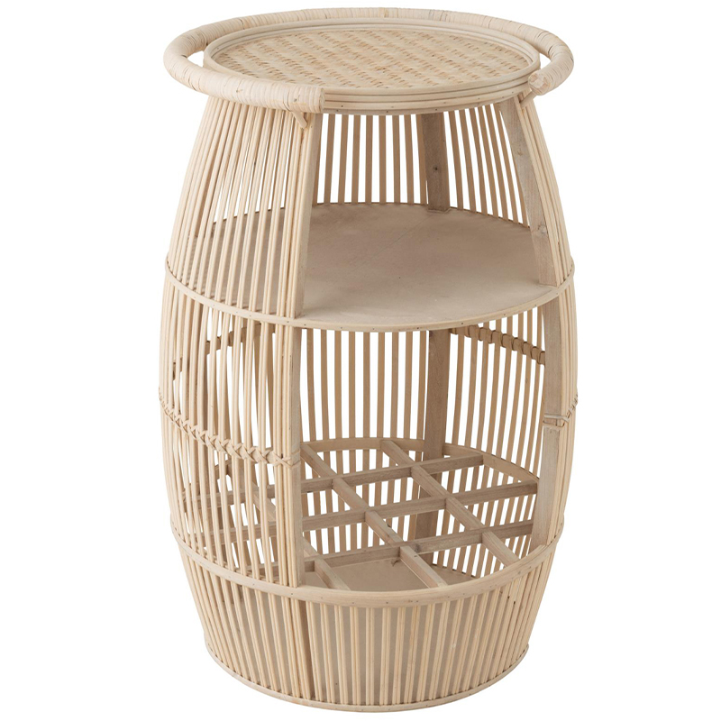 Круглый приставной стол из ротанга Lowe Wicker Side Table Бежевый Круглый приставной стол из ротанга Lowe Wicker Side Table Бежевый в Рязани | Loft Concept