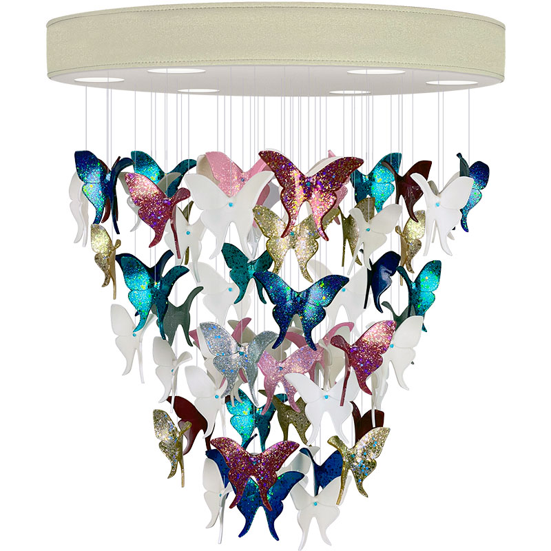 Люстра Цветные Бабочки Жемчужно-серая база Night Butterflies Chandelier Multi Color Бежево-серый Мульти Люстра Цветные Бабочки Жемчужно-серая база Night Butterflies Chandelier Multi Color Бежево-серый Мульти в Рязани | Loft Concept