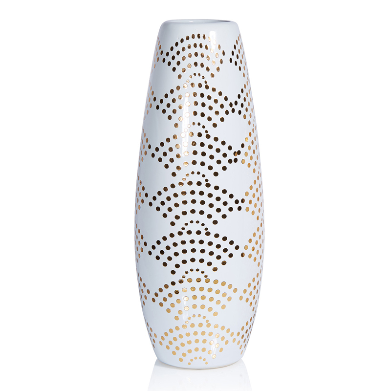 Ваза Amory Vase gold dots Золотой Белый Ваза Amory Vase gold dots Золотой Белый в Рязани | Loft Concept