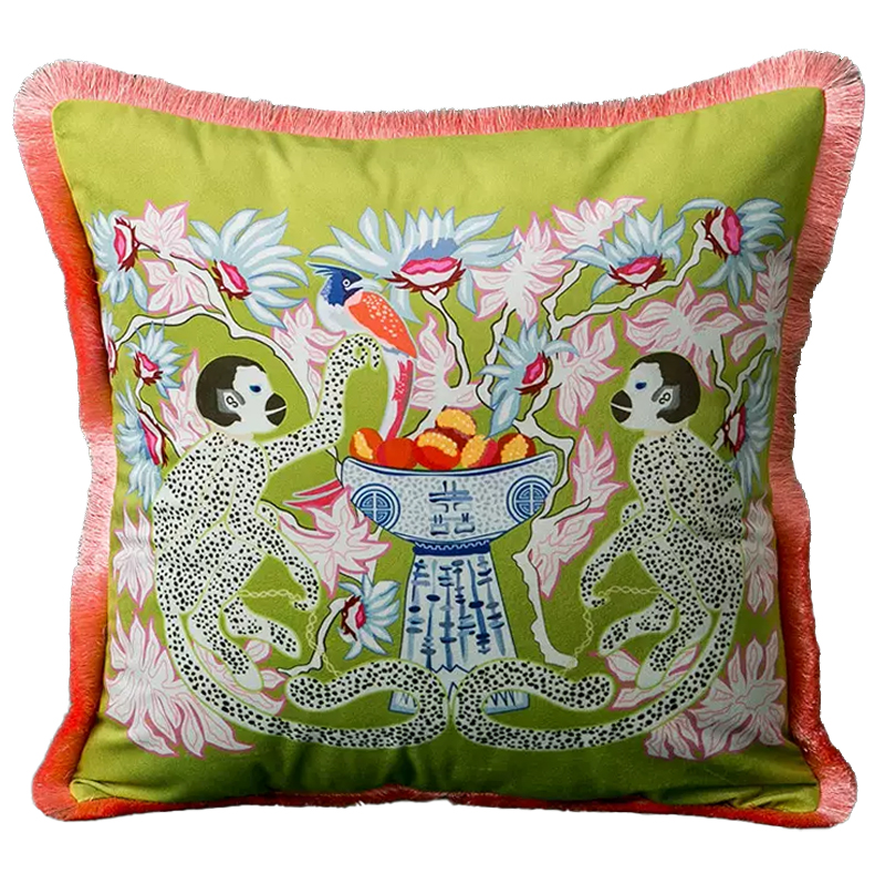 Декоративная подушка Two Monkeys Green Cushion Мульти Салатовый Декоративная подушка Two Monkeys Green Cushion Мульти Салатовый в Рязани | Loft Concept