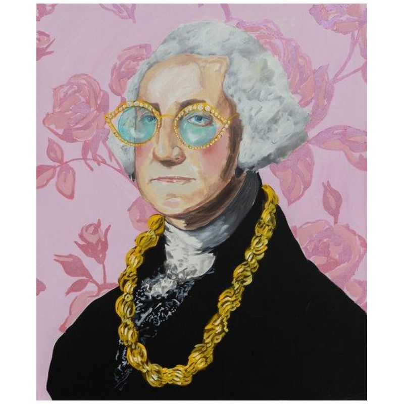 Картина George Washington with Donkey Rope and Pink Floral Background Мульти Картина George Washington with Donkey Rope and Pink Floral Background Мульти в Рязани | Loft Concept