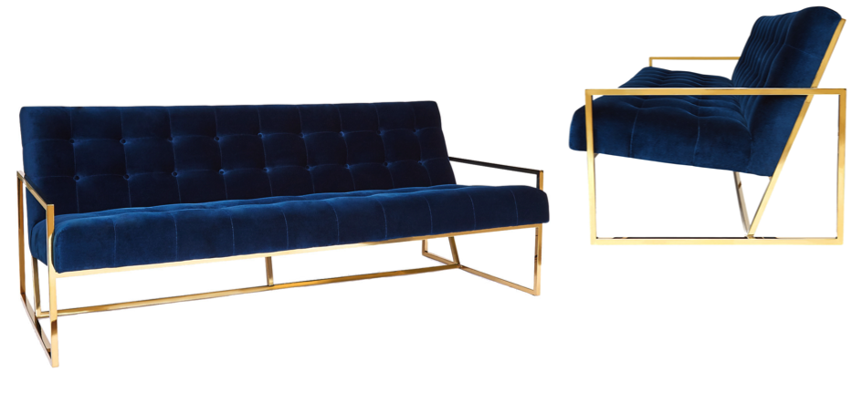 Софа Navy Velvet Apartment Sofa - фото №1