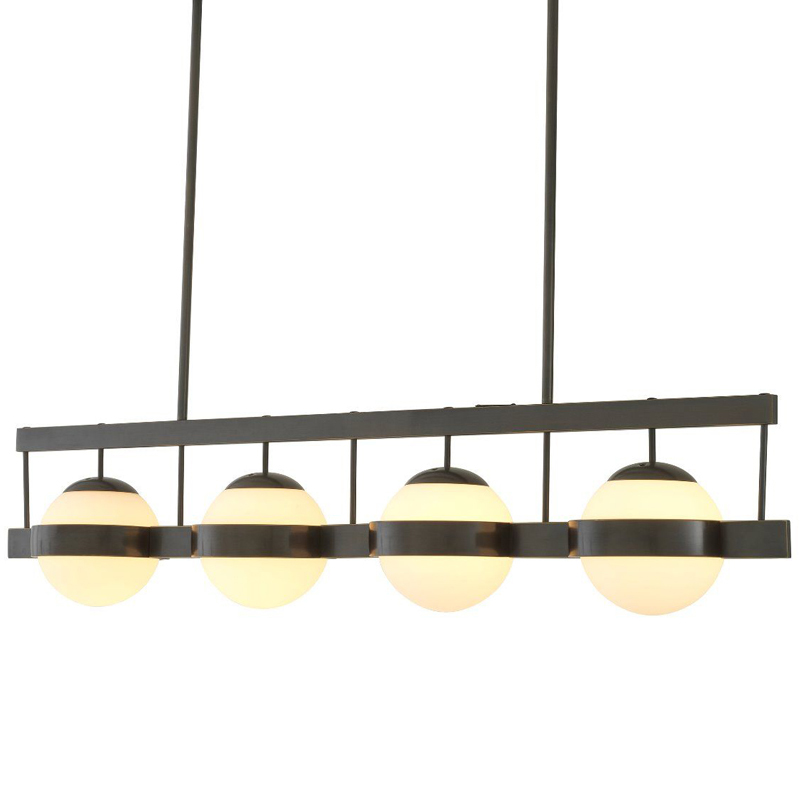 Люстра Eichholtz Chandelier Biba Bronze Темная бронза Белое матовое стекло Люстра Eichholtz Chandelier Biba Bronze Темная бронза Белое матовое стекло в Рязани | Loft Concept