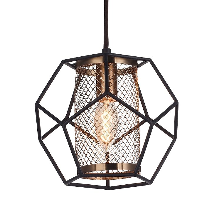 Подвесной светильник Octagrid Pendant Золотой Черный Подвесной светильник Octagrid Pendant Золотой Черный в Рязани | Loft Concept