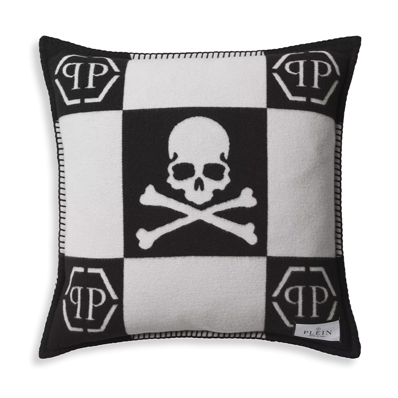 Подушка Philipp Plein Cushion Cashmere Skull 45 x 45 Black Черно-белый Подушка Philipp Plein Cushion Cashmere Skull 45 x 45 Black Черно-белый в Рязани | Loft Concept
