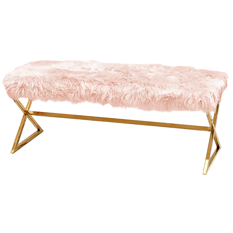 Банкетка из искусственного меха Phyllis Banquet Pink Gold Розовый Золотой Банкетка из искусственного меха Phyllis Banquet Pink Gold Розовый Золотой в Рязани | Loft Concept