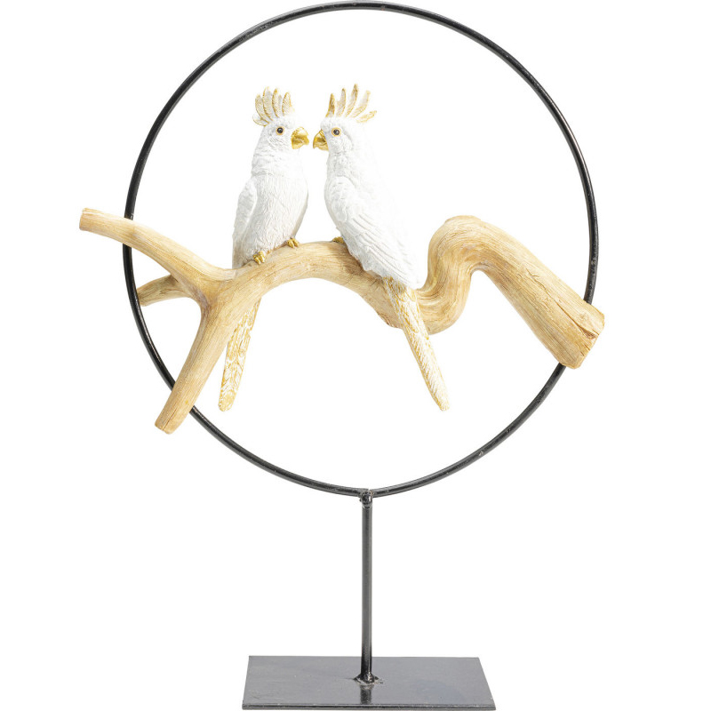 Статуэтка White Parrots in a ring Белый Древесина Черный Статуэтка White Parrots in a ring Белый Древесина Черный в Рязани | Loft Concept
