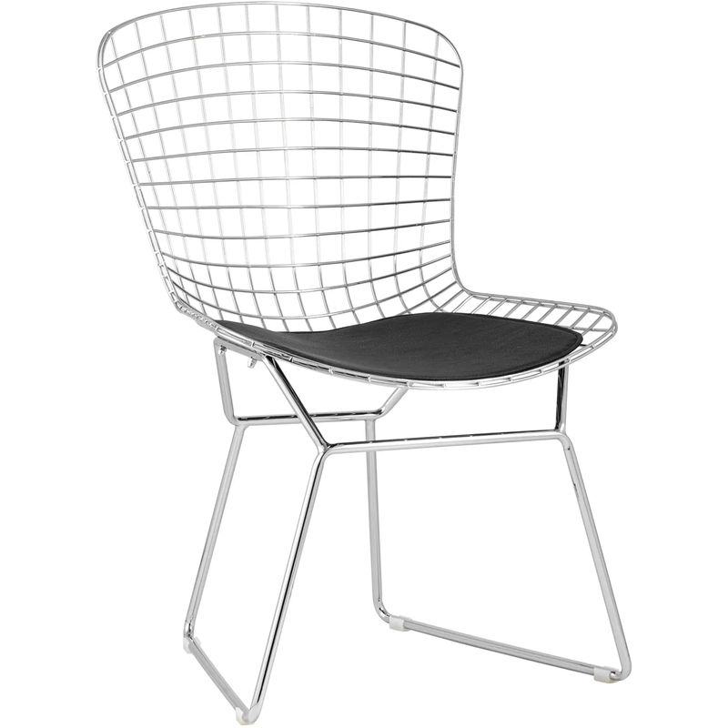 Стул Bertoia Chair Хромированный с Черной подушкой Хром Черный Стул Bertoia Chair Хромированный с Черной подушкой Хром Черный в Рязани | Loft Concept