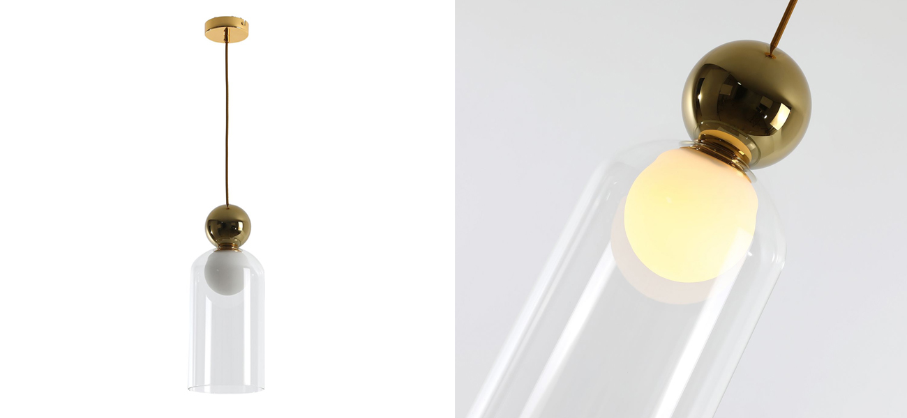 Подвесной светильник с двойным плафоном Flasky Gold - фото