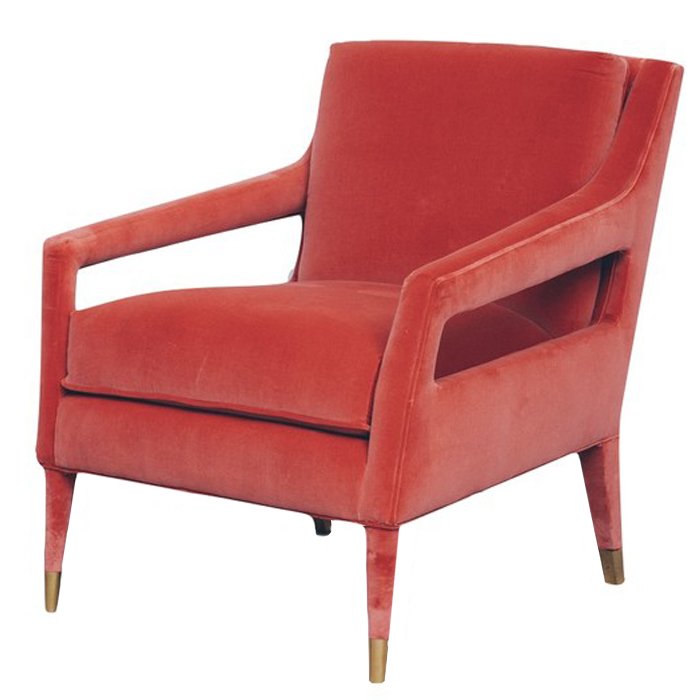 Кресло Open Arm Club Chair Красный Латунь в Рязани | Loft Concept 