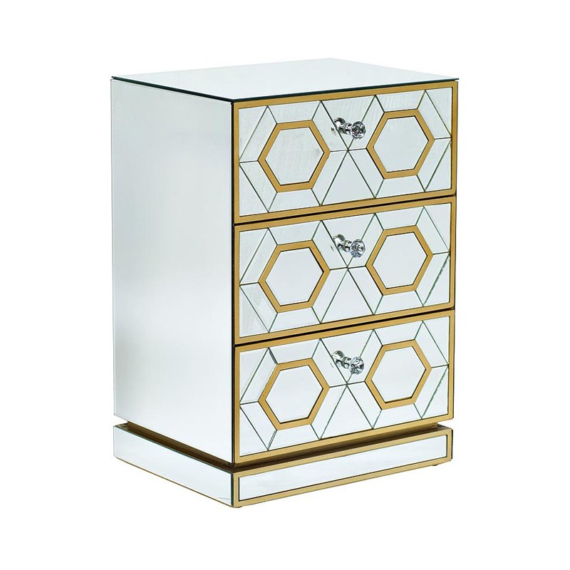 Комод зеркальный с 3-мя ящиками Mirrored Commode 3 drawers Золотой Комод зеркальный с 3-мя ящиками Mirrored Commode 3 drawers Золотой в Рязани | Loft Concept