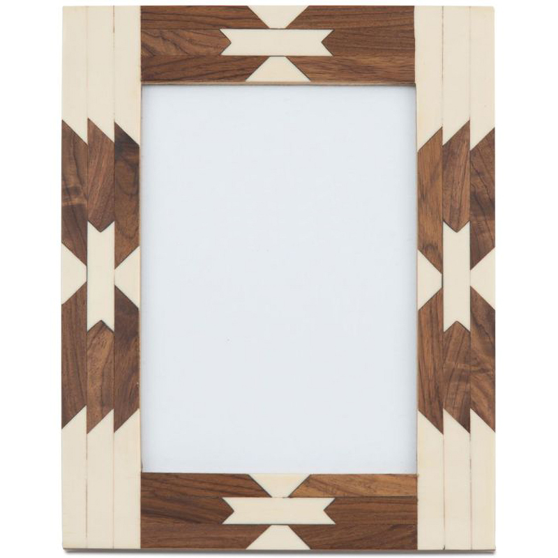 Фоторамка кость Beige Indian Wood Bone Inlay photo frame Бежевый Коричневый Фоторамка кость Beige Indian Wood Bone Inlay photo frame Бежевый Коричневый в Рязани | Loft Concept