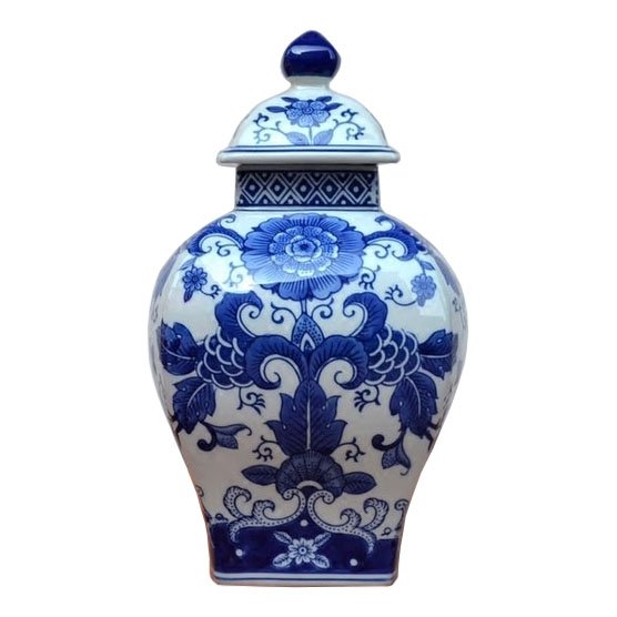 Ваза с крышкой Dark Blue Pattern Светло-голубой в Рязани | Loft Concept 
