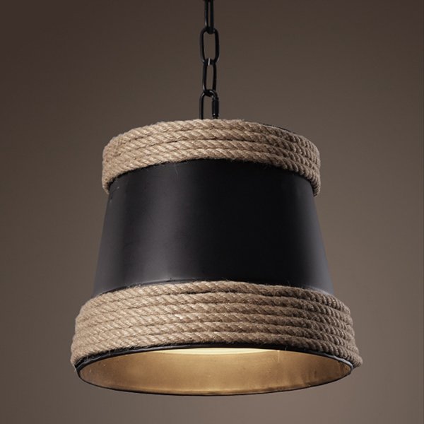 Подвесной светильник Black & Hemp Pendant Lamp Черный Подвесной светильник Black & Hemp Pendant Lamp Черный в Рязани | Loft Concept