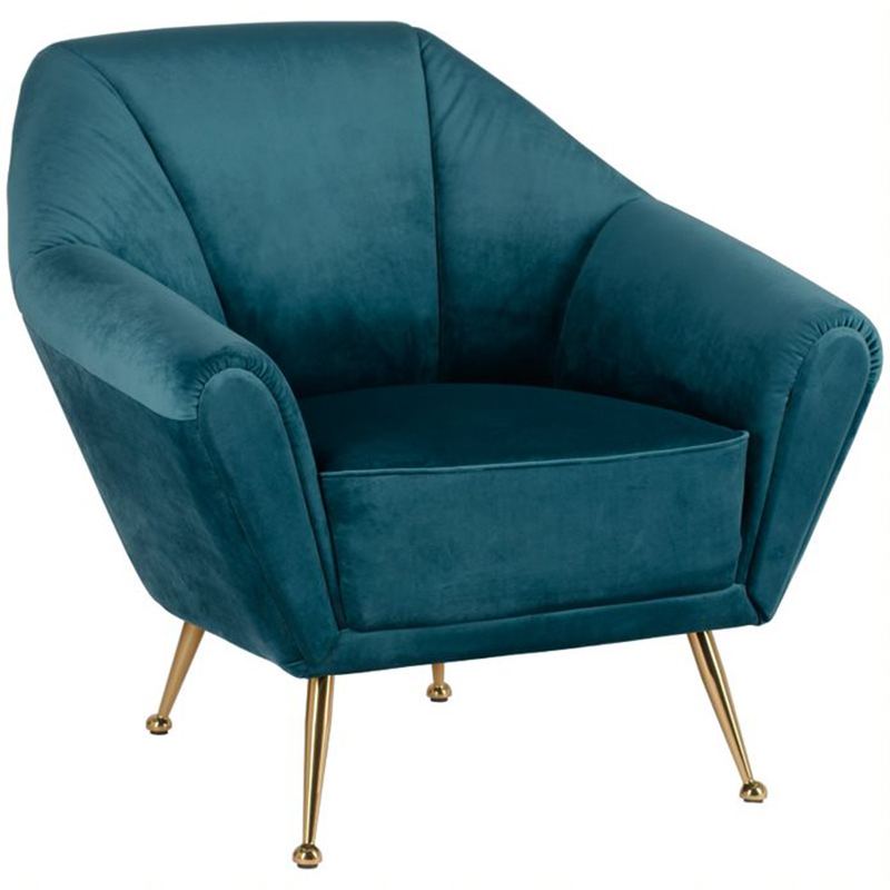 Кресло Brunner Chair blue Золотой Темно-синий Кресло Brunner Chair blue Золотой Темно-синий в Рязани | Loft Concept