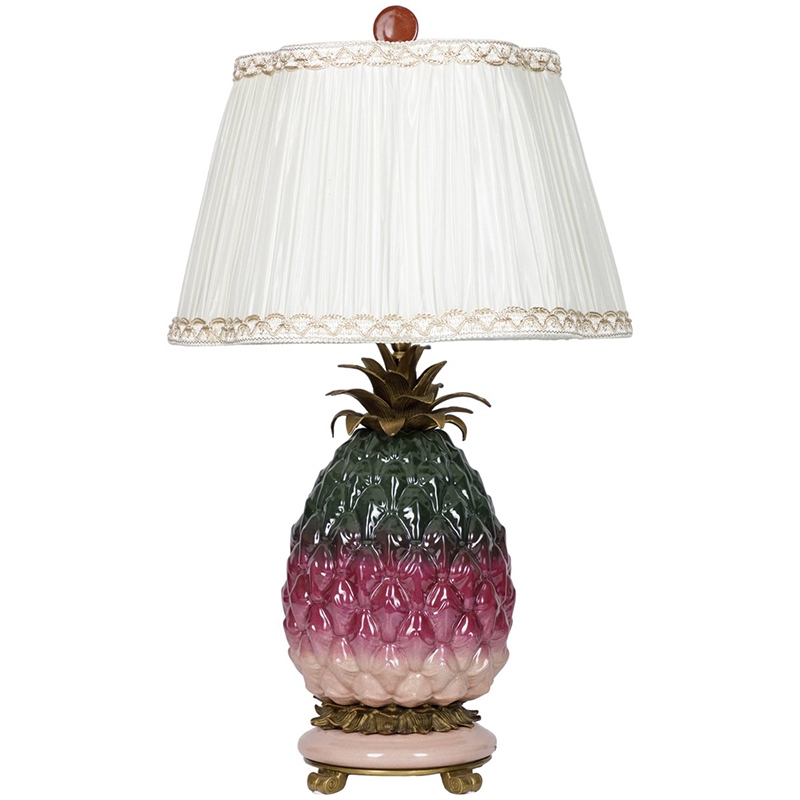 Настольная лампа с абажуром Pineapple Dark Green Purple Table Lamp Белый Бронза Зеленый Розовый Настольная лампа с абажуром Pineapple Dark Green Purple Table Lamp Белый Бронза Зеленый Розовый в Рязани | Loft Concept
