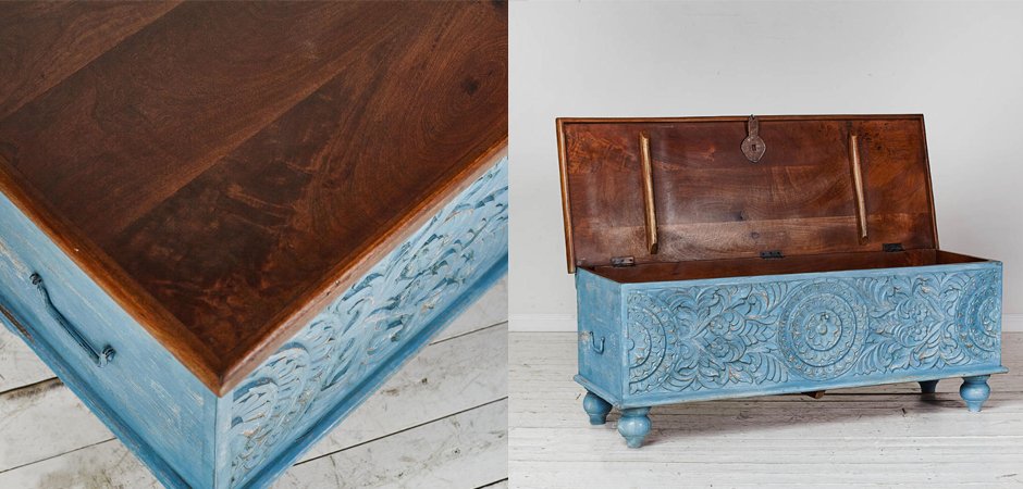 Сундук из массива манго большой Blue Mango Сундук из массива манго большой Blue Mango - Loft-Concept в Рязани