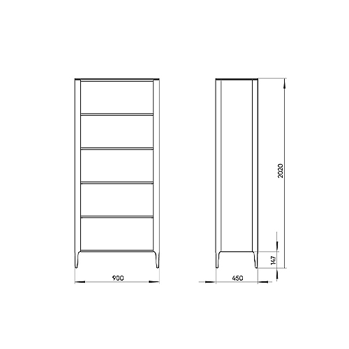 Стеллаж прямой молочного цвета с открытыми полками Type  в Рязани