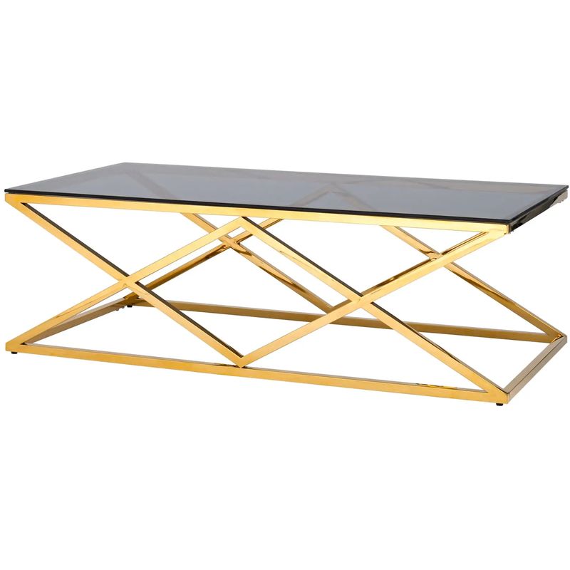 Столик кофейный Geometry Rhombus Gold Золотой Стекло Смок Столик кофейный Geometry Rhombus Gold Золотой Стекло Смок в Рязани | Loft Concept