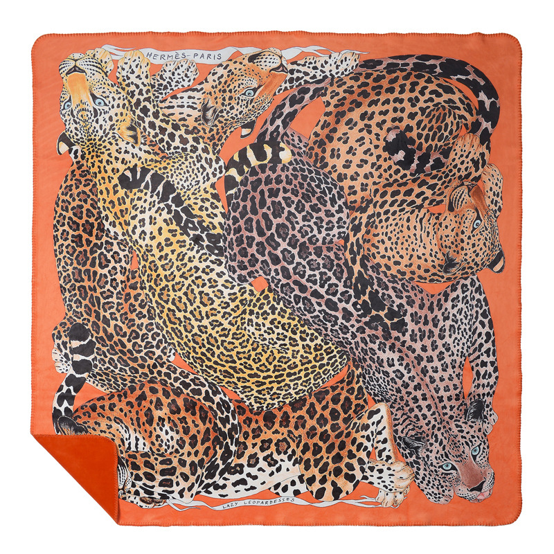 Плед Hermes Leopards Orange Оранжевый Коричневый Плед Hermes Leopards Orange Оранжевый Коричневый в Рязани | Loft Concept