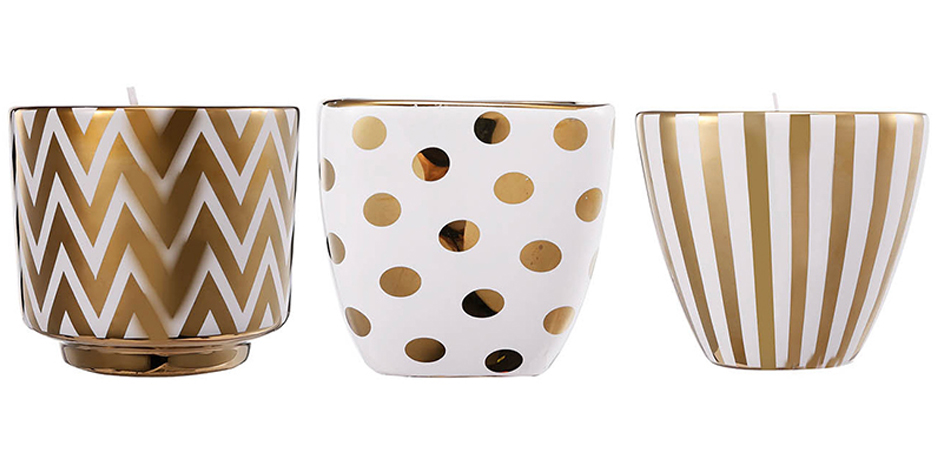 Набор из 3-х подсвечников Gold & White Ornament Набор из 3-х подсвечников Gold & White Ornament - Loft-Concept в Рязани