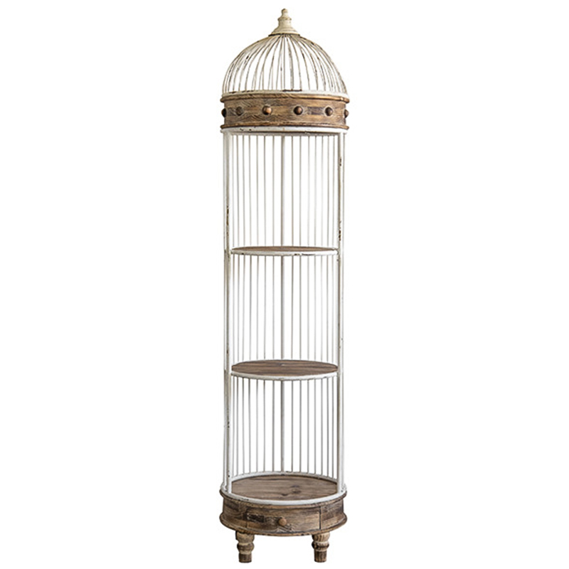 Стеллаж клетка Cage Rack White Provence Белый Коричневый Стеллаж клетка Cage Rack White Provence Белый Коричневый в Рязани | Loft Concept